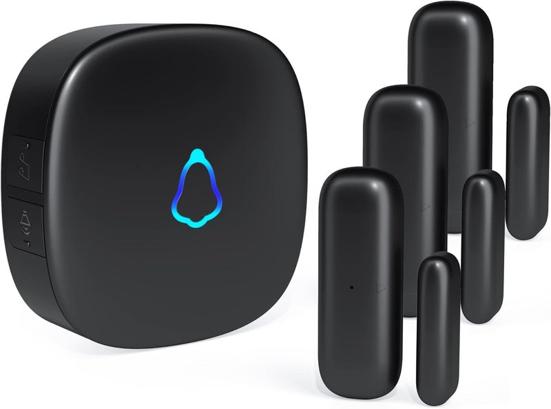 METAK Door Chime, Wireless Door Open Contact Sensor Alarm with 500 FT Range, 58 Chimes and 5 Volume Levels for Business/Store/Home/Office When Entering, 3 Transmitter + 1 Plug-in Receiver - Image 1